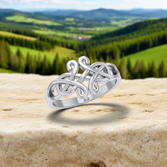 Celtic Knotwork Sterling Silver Ring, Size 6 - Picture 1 of 4